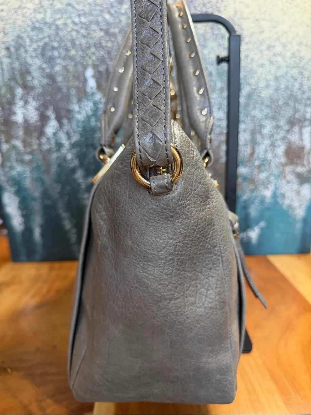 Elliott Lucca Leather Classic 2010s Albertine Metallic‎ Pewter Bag